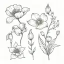 poppy flower, daisy flower, lily of the valley flower tattoo design idea