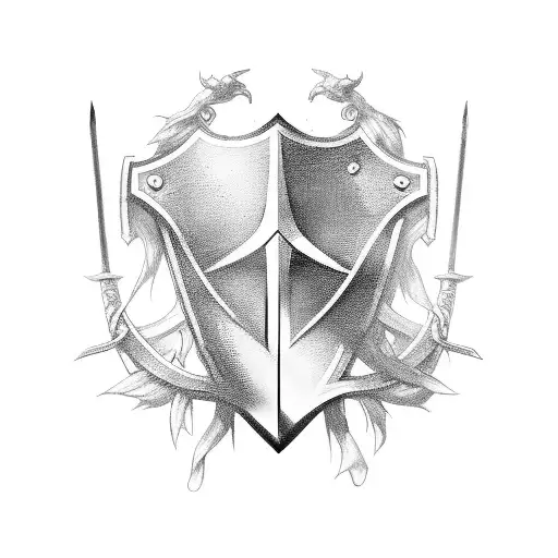 sword and shield tattoo design idea