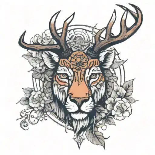 Hirsch frontal view tattoo design idea