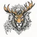 Hirsch frontal view tattoo design idea