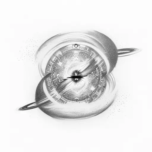A captivating tattoo showcasing a black hole devouring an hourglass, representing the unstoppable force of time and the inevitable end of all things tattoo design idea