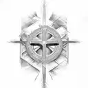 Christian Cross, Mountain, River tattoo design idea