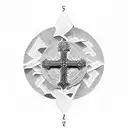 Christian Cross, Mountain, River tattoo design idea