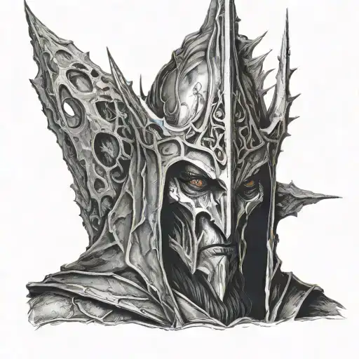 Witch king of angmar with eye of sauron above head tattoo design idea