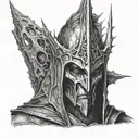Witch king of angmar with eye of sauron above head tattoo design idea