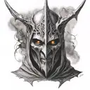 Witch king of angmar with eye of sauron above head tattoo design idea