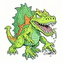 Reptar from Rugrats destroying a city like Godzilla tattoo design idea