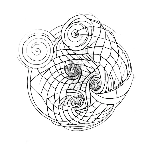 fibonacci tatto design for a men, inspired in music and knowledge tattoo design idea