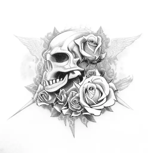 sleeve with roses American flog god and templar knight's and egel tattoo design idea