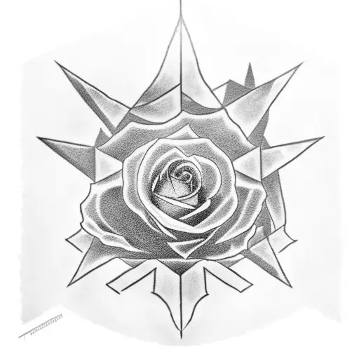An American flag intertwined with a rose and a templar knight tattoo design idea