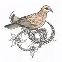 Mourning dove entangled with a snake  tattoo design idea