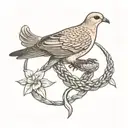 Mourning dove entangled with a snake  tattoo design idea