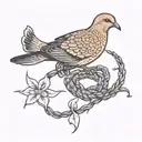 Mourning dove entangled with a snake  tattoo design idea