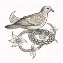 Mourning dove entangled with a snake  tattoo design idea