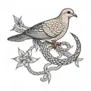 Mourning dove entangled with a snake  tattoo design idea
