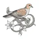 Mourning dove entangled with a snake  tattoo design idea