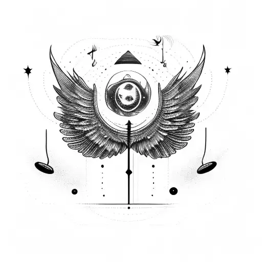 universe god sky fly wings planets time  tattoo design idea