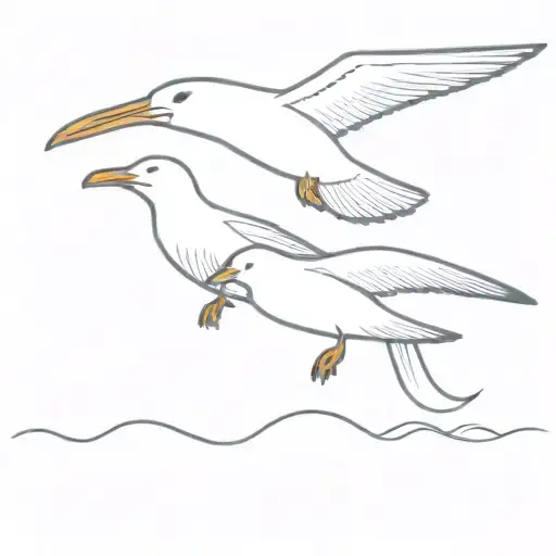 two seagulls tattoo design idea