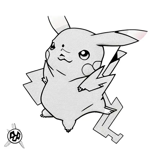 Pikachu with cap ash tattoo design idea