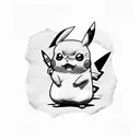 Pikachu with cap ash tattoo design idea