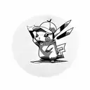 Pikachu with cap ash tattoo design idea