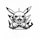 Pikachu with cap ash tattoo design idea