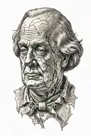 benjamin franklin statue face cracked skull tattoo design idea