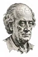 benjamin franklin statue face cracked skull tattoo design idea