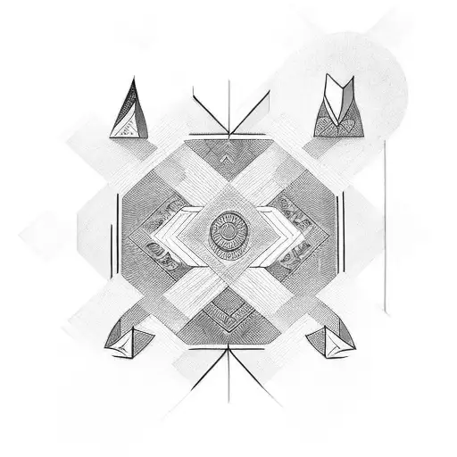 Design a tattoo that combines Hmong traditional patterns with modern geometric shapes tattoo design idea