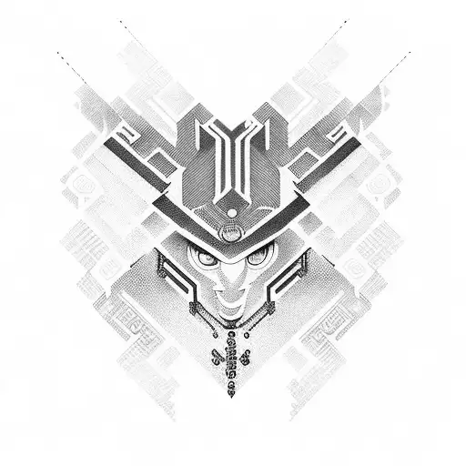 Design a tattoo that blends Hmong traditional patterns with a futuristic cyberpunk aesthetic tattoo design idea
