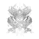 Design a tattoo that blends Hmong traditional patterns with a futuristic cyberpunk aesthetic tattoo design idea