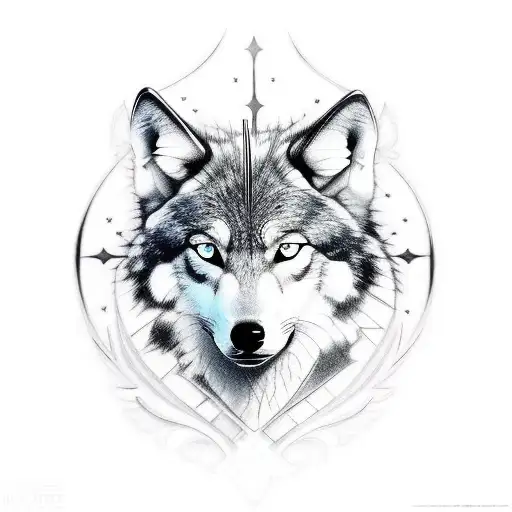 Muiredach cross and wolf tattoo design idea