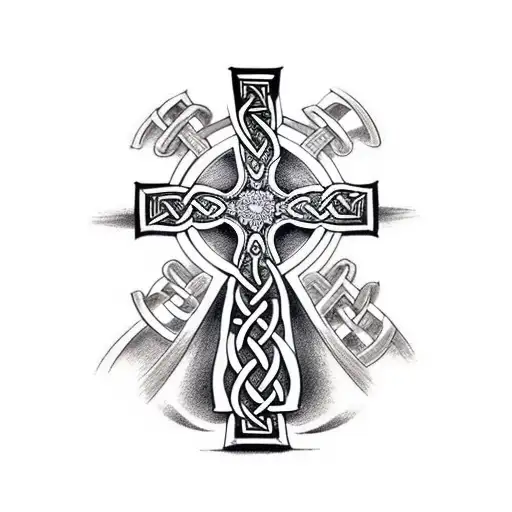 Three celtic crosses tattoo or art Royalty Free Vector Image
