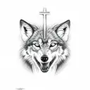 Muiredach cross and wolf tattoo design idea