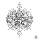 Brompton Celtic cross and wolf tattoo design idea