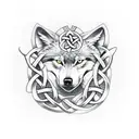 Brompton Celtic cross and wolf tattoo design idea