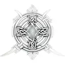 Brompton Celtic cross and wolf tattoo design idea