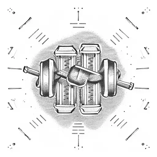 Dumbbells and barbells forming a music note tattoo design idea