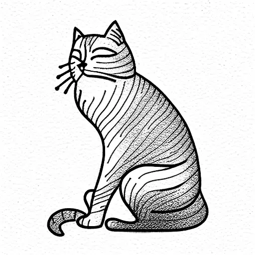 A sitting European orange cat tattoo design idea