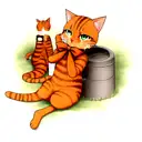 A sitting European orange cat tattoo design idea