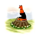 A sitting European orange cat tattoo design idea