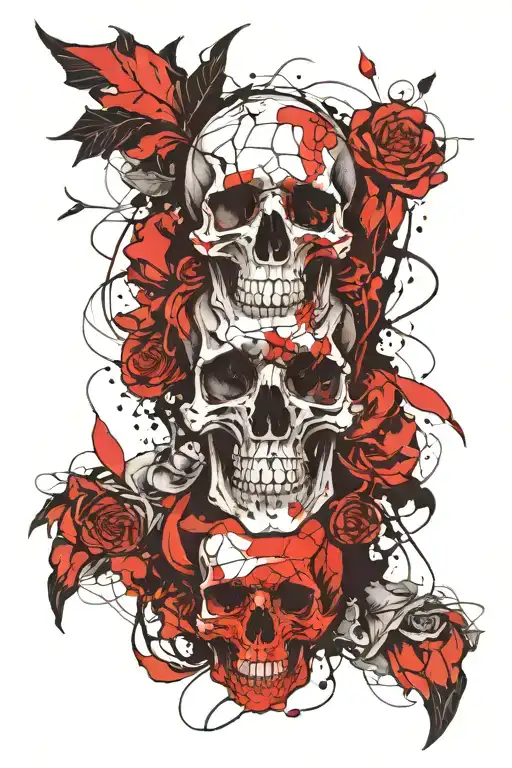 skull and family tattoo design idea