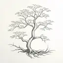 bonsai 3 roots uniting in treetop tattoo design idea