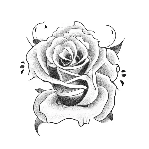 A detailed blackwork tattoo of a cowboy playing a guitar with roses blooming around him tattoo design idea