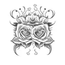 A detailed blackwork tattoo of a cowboy playing a guitar with roses blooming around him tattoo design idea