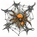 barb wire in the shape of a spider web on elbow tattoo design idea