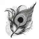 A tattoo featuring a stylized peacock feather, a symbol of beauty and grace in Indian culture, with a geometric twist tattoo design idea