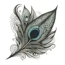 A tattoo featuring a stylized peacock feather, a symbol of beauty and grace in Indian culture, with a geometric twist tattoo design idea