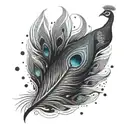 A tattoo featuring a stylized peacock feather, a symbol of beauty and grace in Indian culture, with a geometric twist tattoo design idea