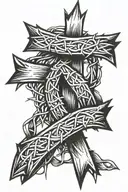 cross with crown of thorns wrapped tattoo design idea